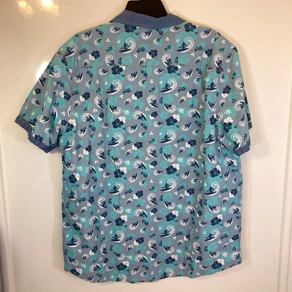 Mickey Mouse Surf Mens Disney Snap Short Sleeve Collared Shirt Sz XL - Picture 11 of 16
